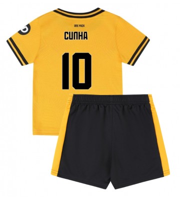 Wolves Matheus Cunha #10 Primera Equipación Niños 2024-25 Manga Corta (+ Pantalones cortos)